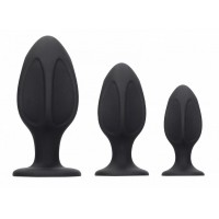 Набор из 3 черных анальных пробок Diamond Shape Butt Plug Set