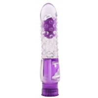 Фиолетовый вибратор Pleaser с шишечками - 16,2 см.
