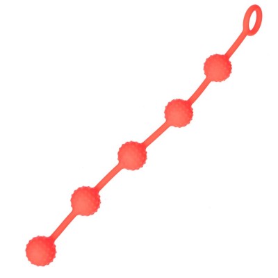 Красная анальная цепочка с кольцом - 30 см. FFF