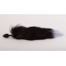 Силиконовая анальная пробка с длинным черным хвостом  Серебристая лиса 