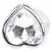 Серебристая анальная пробка с прозрачным кристаллом в форме сердца - 8,2 см.