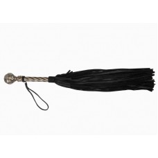 Черная плеть-флогер с витой ручкой в виде шара - 60 см.