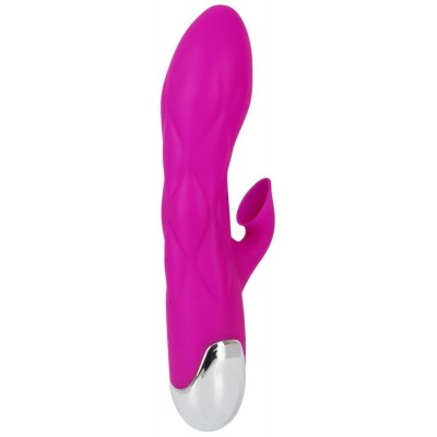 Лиловый вибратор-кролик Super Soft Silicone Sucking Vibrator - 20 см.