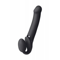 Черный безремневой вибрострапон Vibrating Bendable Strap-On - size L