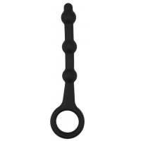Черная силиконовая анальная цепочка-елочка с колечком - 13,5 см.