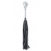 Черная плеть из кожи с серебристой витой ручкой - 60 см.