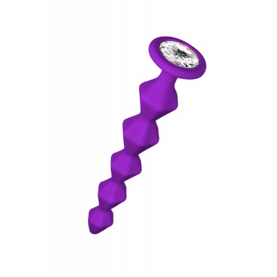 Фиолетовая анальная цепочка с кристаллом Buddy - 17,7 см.