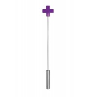 Фиолетовая шлёпалка Leather  Cross Tiped Crop с наконечником-крестом - 56 см.