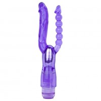 Фиолетовый анально-вагинальный вибратор Extreme Dual Vibrator - 25 см.