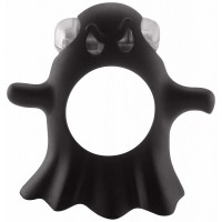 Чёрное эрекционное виброкольцо Gentle Ghost Cockring в виде привидения