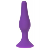  Фиолетовая силиконовая анальная пробка размера L - 12,2 см.  FFF