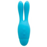 Голубой вибратор INDULGENCE Dream Bunny - 15 см.