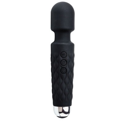 Черный перезаряжаемый wand-вибратор - 20,5 см.