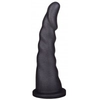 Женский страпон с чёрной насадкой и вагинальной пробкой - 18,5 и 10,5 см.