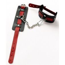 Черные оковы с красным декором и заклепками Черные оковы с красным декором и заклепками