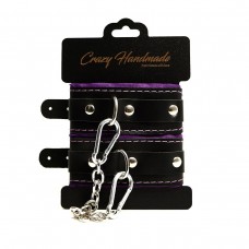 Черно-фиолетовые скругленные наручники с мягкой подкладкой Черно-фиолетовые скругленные наручники с мягкой подкладкой