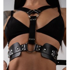 Черная кожаная двусторонняя портупея Черная кожаная двусторонняя портупея