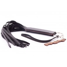 Черная кожаная плеть с удобной ручкой - 50 см. Черная кожаная плеть с удобной ручкой - 50 см.