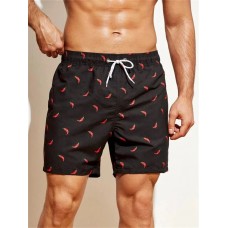 Черные пляжные шорты с перчиками чили