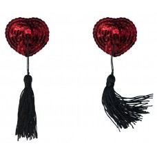 Красные пэстисы-сердечки Gipsy с черными кисточками Красные пэстисы-сердечки Gipsy с черными кисточками