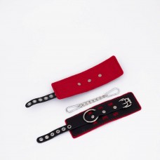 Черно-красные наручники с красной строчкой Sex Черно-красные наручники с красной строчкой Sex