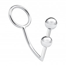 Кольцо на пенис с анальным стимулятором Two Bead Stainless Steel Anal Hook & Cock Ring Кольцо на пенис с анальным стимулятором Two Bead Stainless Steel Anal Hook & Cock Ring