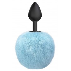 Черная анальная пробка с голубым пушистым хвостиком Fluffy Черная анальная пробка с голубым пушистым хвостиком Fluffy