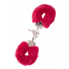 Металлические наручники с красной меховой опушкой METAL HANDCUFF WITH PLUSH RED