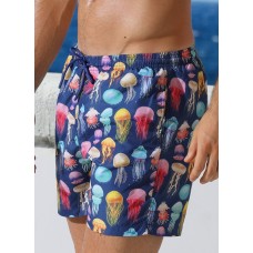 Мужские пляжные шорты с принтом в виде медуз Мужские пляжные шорты с принтом в виде медуз