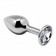 Серебристая анальная втулка с прозрачным кристаллом Mini Metal Butt Plug Size L - 9 см. Серебристая анальная втулка с прозрачным кристаллом Mini Metal Butt Plug Size L - 9 см.