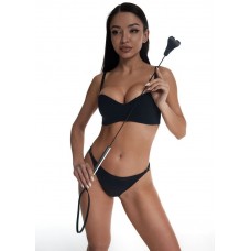 Стек с черным кожаным наконечником в виде сердца и металлической ручкой - 67 см. Стек с черным кожаным наконечником в виде сердца и металлической ручкой - 67 см.