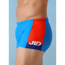 Мужские плавки-боксеры с контрастной брендированной вставкой Мужские плавки-боксеры с контрастной брендированной вставкой