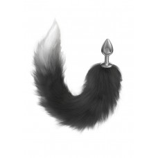 Серебристая анальная пробка с черным хвостом Galaxy Серебристая анальная пробка с черным хвостом Galaxy