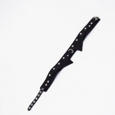 Черный однослойный кожаный ошейник с имитацией воротничка Черный однослойный кожаный ошейник с имитацией воротничка