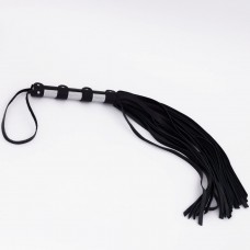 Черный кожаный флоггер со стальной ручкой - 45 см. Черный кожаный флоггер со стальной ручкой - 45 см.
