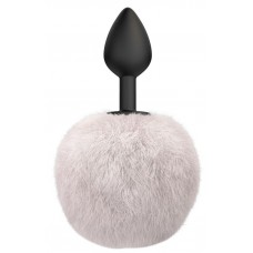 Черная анальная пробка с белым пушистым хвостиком Fluffy Черная анальная пробка с белым пушистым хвостиком Fluffy