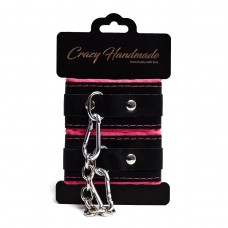 Черно-розовые скругленные наручники с мягкой подкладкой Черно-розовые скругленные наручники с мягкой подкладкой