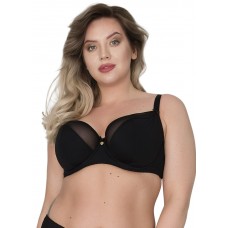 Бюстгальтер на косточках с гладкой чашкой +size из микрофибры и сетки